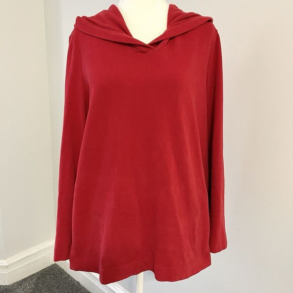J. Jill Sweaters - J Jill Pure Jill Hooded Sweater Womens XL Lightweight Cotton Pockets Red